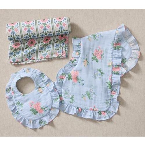 Hill House Floral Organic Muslin Gift Set, Blue