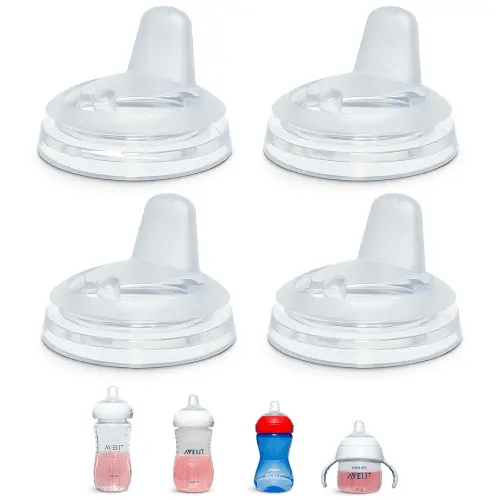 Sippy Spout Nipples for Philips Avent Natural Baby Bottles, My Grippy Spout Sippy Cup and Natural Trainer Sippy Cup, 4-Count, Soft Spout, Food Grade Silicone, BPA-Free, Convert to Sippy Cup, 4+ months