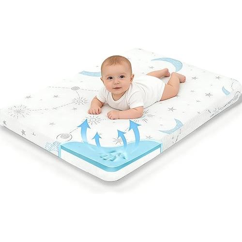 PanKers Pack and Play Mattress, 38"x26"x1.5" Dual Sided Premium Memory Foam Pack N Play Mattresses pad, Breathable Mattress for Pack N Play Pen with Washable Soft Cover