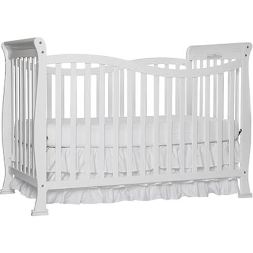 Dream On Me Violet 7-In-1 Convertible Life Style Crib In White, Greenguard Gold Certified, 4 Mattress Height Settings, Made Of Sustainable New Zealand Pinewood