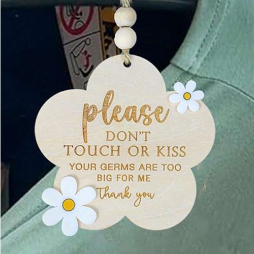 Do Not Touch Baby Sign No Kissing Wood Board Cute Hanging Stroller Tag For Newborns Warm And Childish Wooden Baby Decorative Pendant, Pure And Simple Material To Create A Warm Space, Exquisite Design Presents A Soft Aesthetic, Comfortable Modeling To Shap