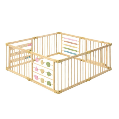 Wooden Playpen Extra Large for Toddlers and Babies - Foldable, Expandable, Adjustable - 8-10 Panels - Natural Wood - Unisex - Playpen