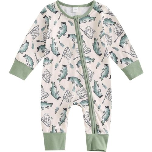 Infant Baby Boy Girl Fishing Outfit Long Sleeve Romper Onesie Jumpsuit Newborn Coming Home Fall Clothes