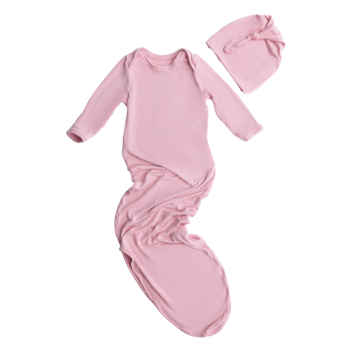 Knotted Baby Gown and Hat, 0-3M