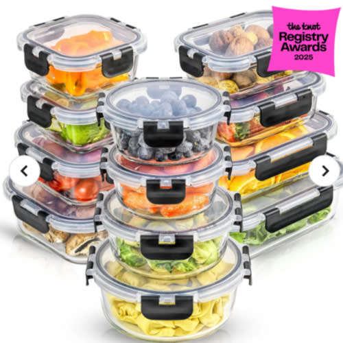 JoyFul 12 Glass Storage Containers with Leakproof Lids Set