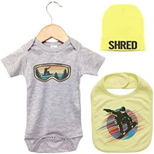 Ebenezer Fire Snowboard Bundle/Baby Snowboarding Outfit/Skiing Onesie/Newborn Gift Set/Winter Sports