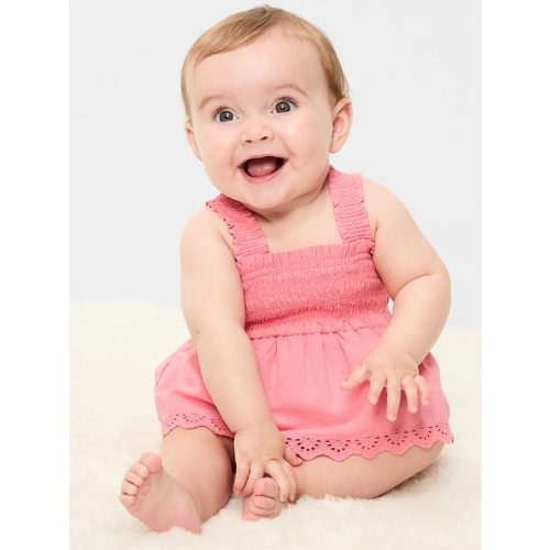 Printed Ruffled Smocked Romper for Baby