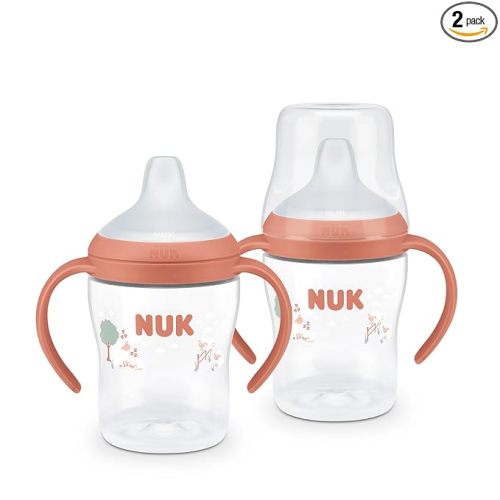 NUK Perfect Match Learner Cup, 5 oz, 2 pack – Soft Spout, Easy-Grip Handles, BPA Free, Spill Proof Transition Sippy Cup