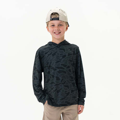 Youth Black Camo Performance Hoodie | BURLEBO