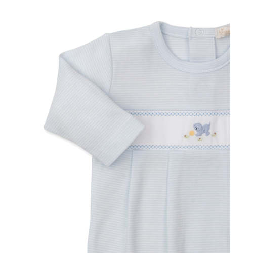 Premier Playful Pups Footie W/ Hand Embroidered Stripe Light Blue