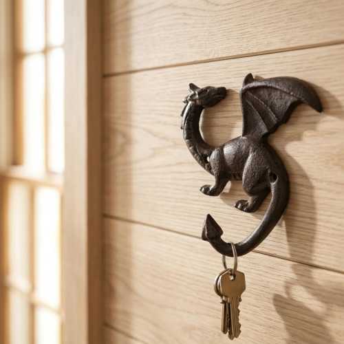 Cast Iron Dragon Wall Hook Heavy Duty Gothic Metal Key Holder