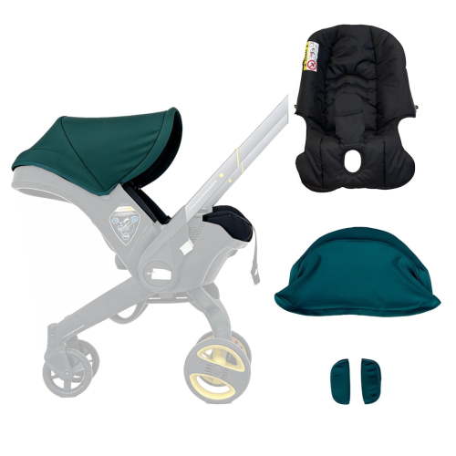 Replacement Kit Compatible with DOONA+ Car Seat Stroller | Comfortable Thick Seat Cushion+Adjustable Canopy+Soft Shoulder Pads (Green & Black)