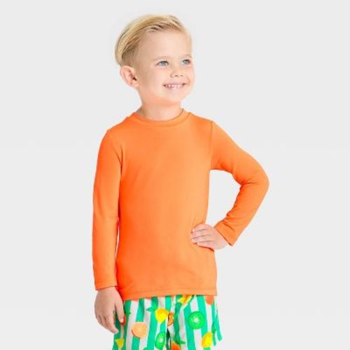 Toddler Boys' Long Sleeve Rash Guard Top - Cat & Jack™ Orange 12M