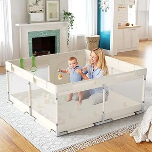 Fodoss Playpen Baby, 47x47inch Play Pen, Small Playard,Playpen for Apartment, Play Yard, Baby Activity Play Fence, Extra Large Playard, Parc Pour bébé
