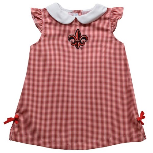 Infant Girls Vive La Fete Cardinal Louisiana Ragin' Cajuns Mini Check Pattern A-Line Dress