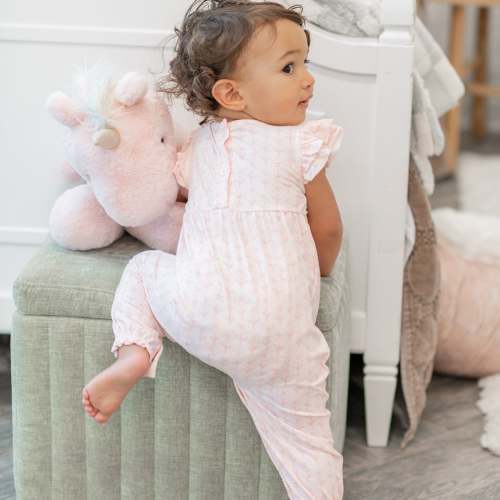 Geometric Daisy Flutter Sleeve Romper