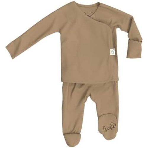 Bonsie Skin to Skin Babywear Footie - Brown Baby Footed Bodysuit - Mocha