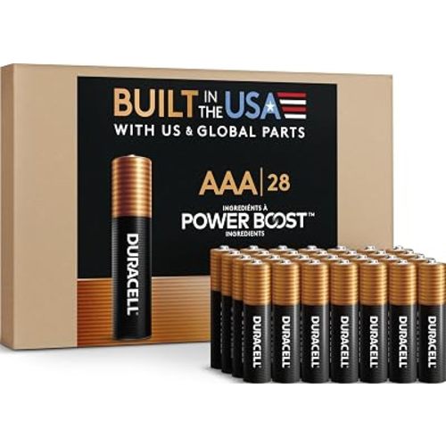 Duracell Coppertop AAA Batteries, 28 Pack, 12-Year Shelf Life, Storage Tray