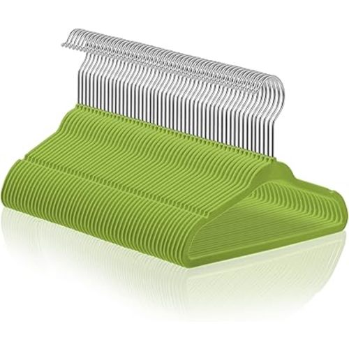Casafield 50 Velvet Baby Hangers - 11" Size for Infant & Toddler Clothes - Lime Green