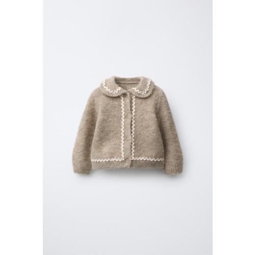 RUFFLE KNIT CARDIGAN - Light beige | ZARA United States