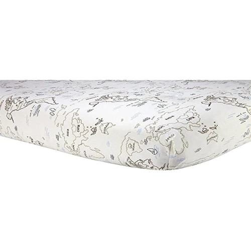 Sadie & Scout Crib Sheet, Zahara World Map Fitted 28x52 Inch (Pack of 1)