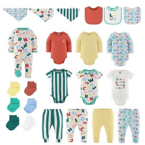 The Peanutshell Caterpillar Cool Baby Clothes, Gender Neutral Baby Outfits with Bodysuits, Pants, Bibs and Socks, 0-3 Months, 23 Piece Set