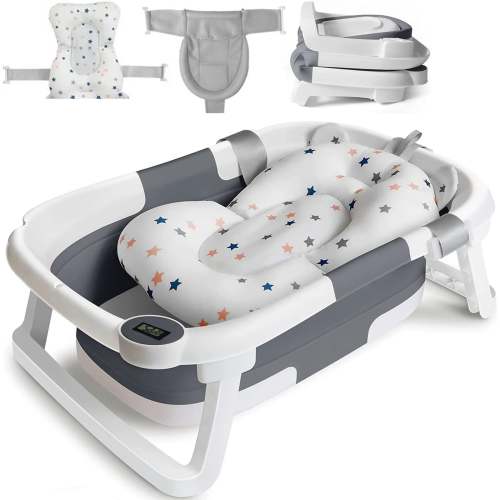 BabyBumply™ Foldable Baby Bath Tub with Cushion & Thermometer