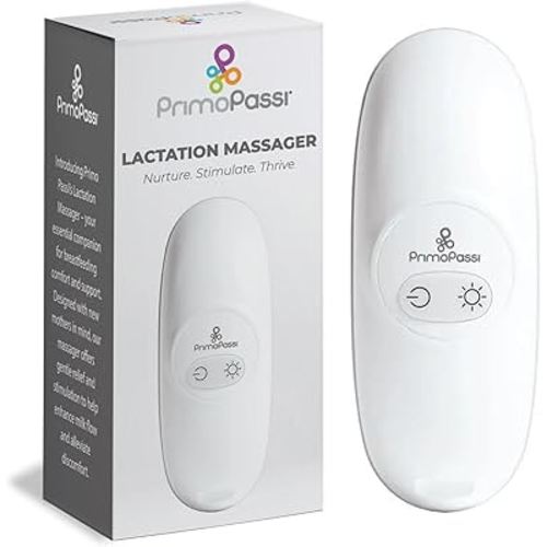 Primo Passi Lactation Massager, Vibration & Heat for Milk Flow for Nursing & Breastfeeding | Helps with Clogged Milk Ducts, White