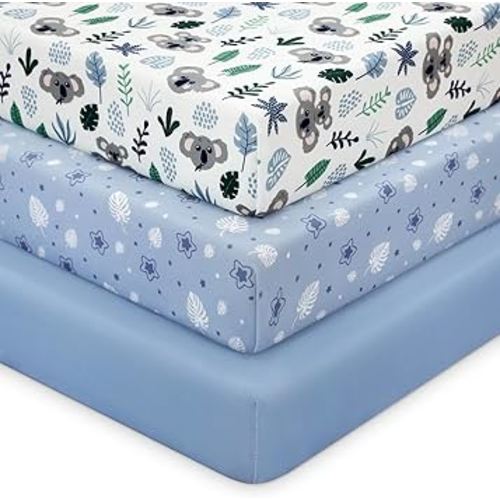 Looxii Baby Crib Sheets for Boys Girls, 3 Pack Fitted Crib Sheet for Standard Crib and Toddler Mattress, Ultra Soft Breathable Microfiber Baby Sheet 52x28x8in
