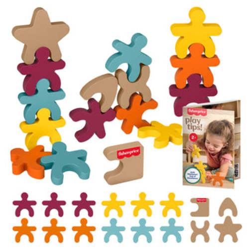 Fisher-Price Montessori Wooden Stacking Shapes Set Of 16 Wood Pieces For Toddlers & Kids