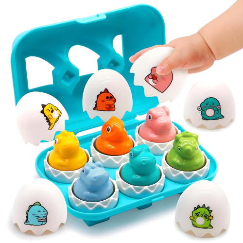 MOONTOY Dinosaur Egg Toys for Toddlers 1-3 Matching Game, Dino Eggs Montessori Toys for Babies 6-12 Month, Baby Puzzles 12-18 Months Play Shape Sorter Sorting Sensory Gift, Educational Learning Eggs