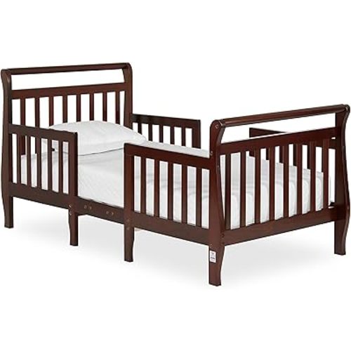Dream On Me Emma 3-in-1 Convertible Wooden Toddler Bed in Espresso, Baby Safety Alliance Certified, Low-to-Floor Design, Solid Pinewood with Safety Rails