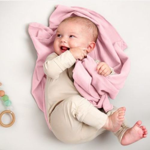6 Pack Soft & Cozy 100% Cotton Flannel Receiving Blanket by Bare Home, Light Pink