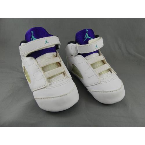2012 Nike Air Jordan Retro 5 White/Grape Purple Crib Shoes! Size 3C