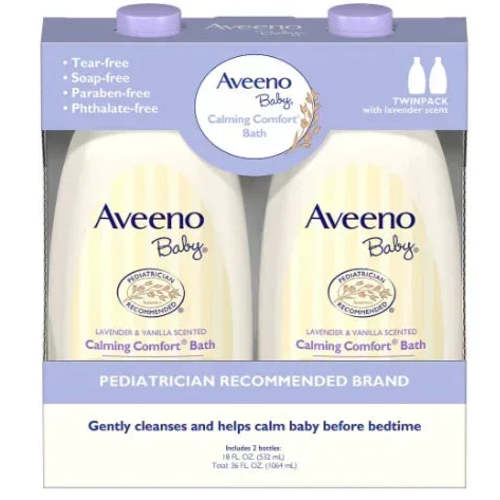Aveeno Baby Calming Comfort Lavender and Vanilla Tear-Free Bath Wash, 2 pk./18 fl. oz.