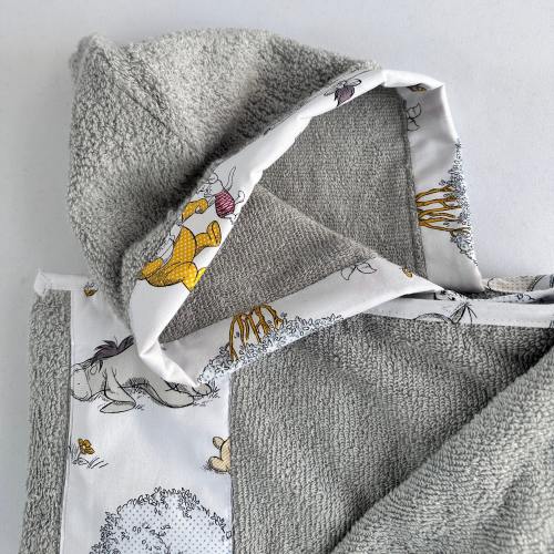 Hooded Towel Winnie The Pooh Baby Shower Gift For New born and Toddler Beach Gray Towel