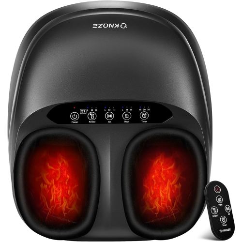 KNQZE Shiatsu Foot Massager with Heat, Compression, Deep Kneading Foot Massage for Plantar Fasciitis Relief, Remote Control, Multi Massage Modes, Auto Shut-Off Timer, FSA Eligible, Black