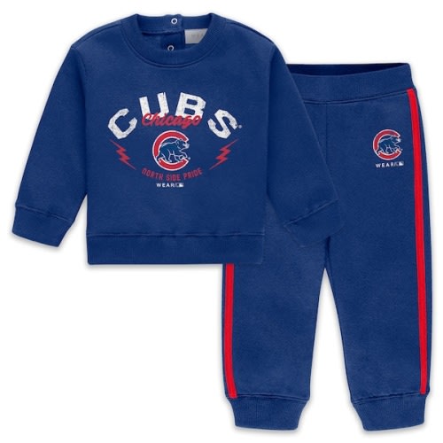 Newborn Chicago Cubs WEAR by Erin Andrews Royal Fleece Crewneck and Pants Set