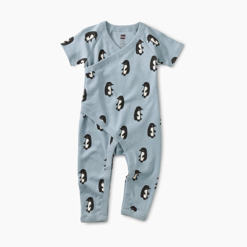 Tea Collection Wrap Baby Romper - Penguinos, 3-6 Months