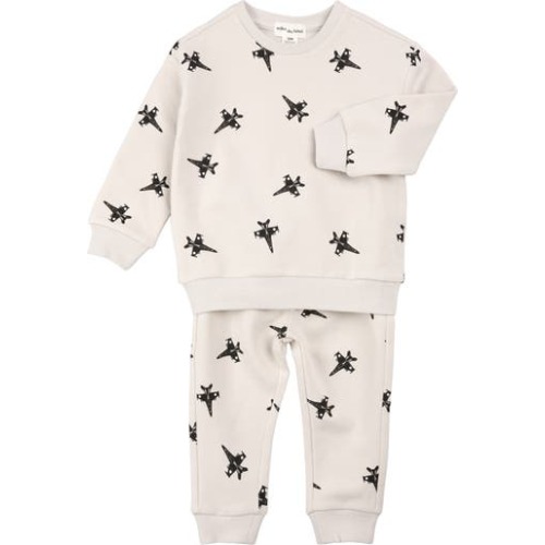 Airplane Print Sweatshirt & Joggers Set