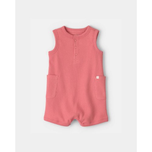 Baby Waffle-Knit Sleeveless Romper - Orange | Carter's