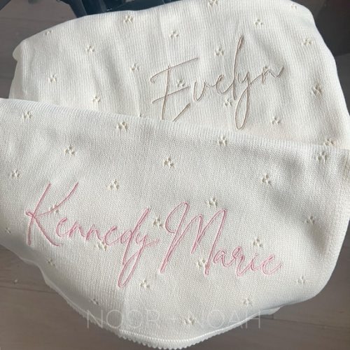 Personalized Knit Baby Blanket: Pointelle Swaddle, Newborn Gift, Baby Announcement, Baby Shower, Arabic Hebrew Embroidery, Baptism - Etsy