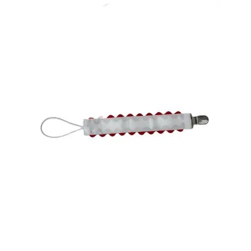 Paci Clip - Hampton James White with Red