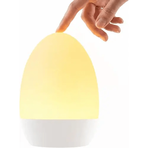 FULNIX Egg Light for Nursery, Eye-Caring Touch Control Rechargeable Baby Night Light with 17 Color Modes, Dimmable Night Feeding Egg Light for New Parents & Kids Bedroom
