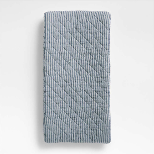 Supersoft Deep Indigo Striped Organic Cotton Gauze Baby Changing Pad Cover