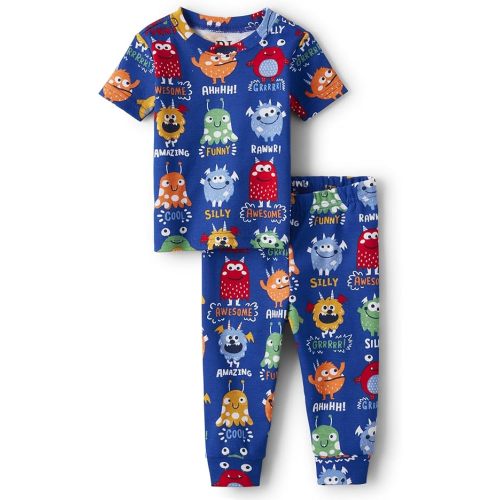 The Children's Place Baby Boys' Snug Fit 100% Cotton Short Sleeve Top and Pants 2 Piece Pajama Set