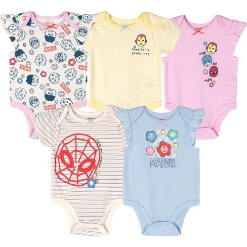 Marvel Avengers Baby 5 Pack Bodysuits Newborn to Infant Sizes (Newborn - 24 Months)