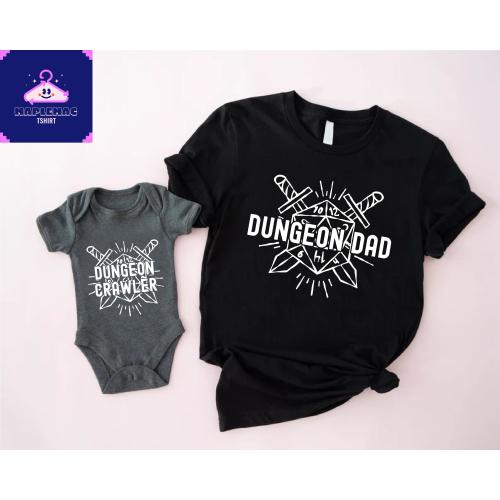 Father and Baby Matching Shirts, Dungeon Dad Shirt,Fathers Day Gift,Funny Dad Shirt,Gift for Dad,Gamer Dad Kids Shirt,Daddy and Me Shirt