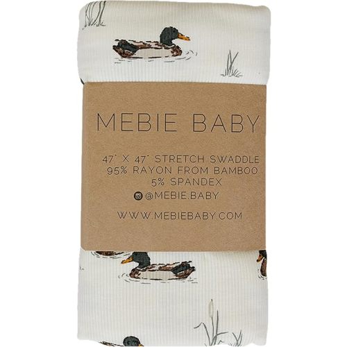 Mebie Baby Ducks Stretch Swaddle, Modern and Neutral Swaddle Blanket for Baby Girl or Boy, Soft Baby Blankets, Newborn Swaddle Blanket, 0-3 Month, Comfy Wrap, Baby Essentials & Gifts (47" x 47")