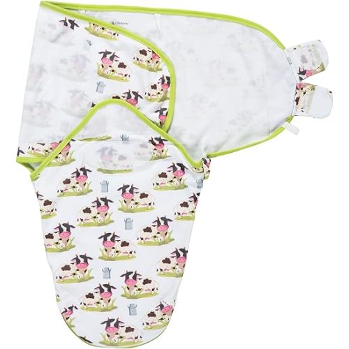 LollyBanks 100% Organic Cotton Newborn Swaddle Sack for Boys and Girls, Soft and Secure Baby Sleep Sack 3-6 Months with Easy Zipper, Breathable Infant Swaddle, Newborn Essentials (Cow Print)